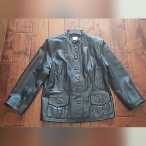APT 9 Black Leather Jacket Mandarin Collar - Size XL